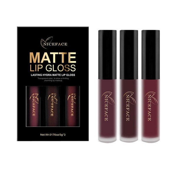 Coosa 3PCS of 3 Colors Madly MATTE Lipstick Non-stick Cup Waterproof Lipgloss-Set A