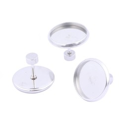40pcs Stainless Steel Stud Earring Bezel Blanks Fit 12mm Cabochon Base Setting Trays DIY Screw Back Ear Posts Findings