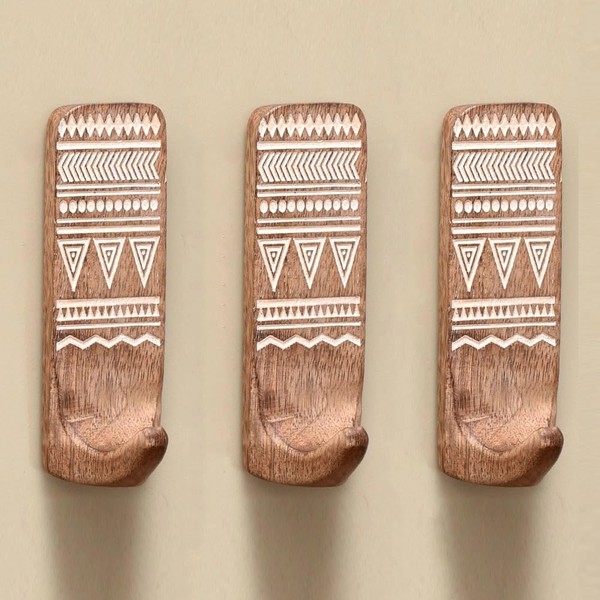 Indian Shelf Boho Wood Adhesive Hooks Decorative Hooks Adhesive Hooks