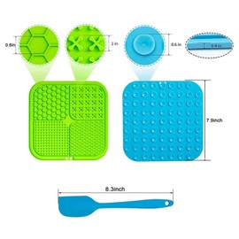 Baoswi 2 Pack Licking Mat for Dogs and Cats with Suction Cups for Dog Anxiety Relief, Perfect for Large Small Dog Puppy Bathing Grooming Boredom Stimulating (Blue&Green+1 Spatula)