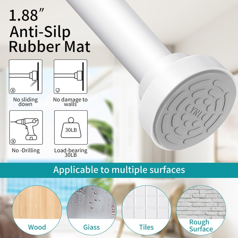YNL Tension Shower Curtain Rod 34-96 Inches（2.8-8ft) Adjustable Spring Shower