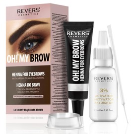 REVERS COSMETICS Eyebrow Tint, Bio Professional Formula, Eye Brow Tint Kits With Argan Oil & Castor Oil (Omega 6, Carotene, Vitamins A, E, F): Up to 15 Applications