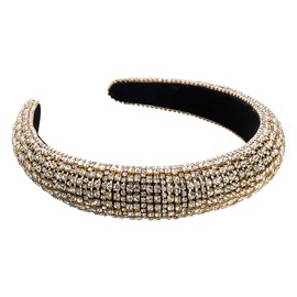 JIHUOO Funkelndes Strass-Stirnband, gepolstert, glitzernd, breites Stirnband, ausgefallener Schmuck-Kopfschmuck, glitzerndes Diamant-Haarband, glitzernder Haarreif, Urlaub, glitzernd, Haarschmuck,