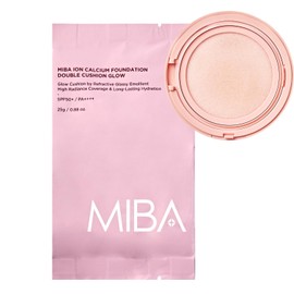 MIBA Ion Calcium Foundation Double Cushion Glow 25 g / 0.88 oz Big Cushion SEASON 3. Long Lasting Cover Effect. Moisture glow. Skin tightening relief. Smooth adhesion. (#21 Rosy Ivory Refill)