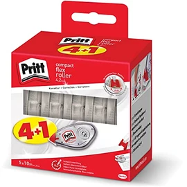 Pritt Compact Flex 2382016 Correction Roller, Easy to Use with Flexible Tip, Tape Length 10 m, Tape Width 4.2 mm, Pack of 5 Economy Set, White