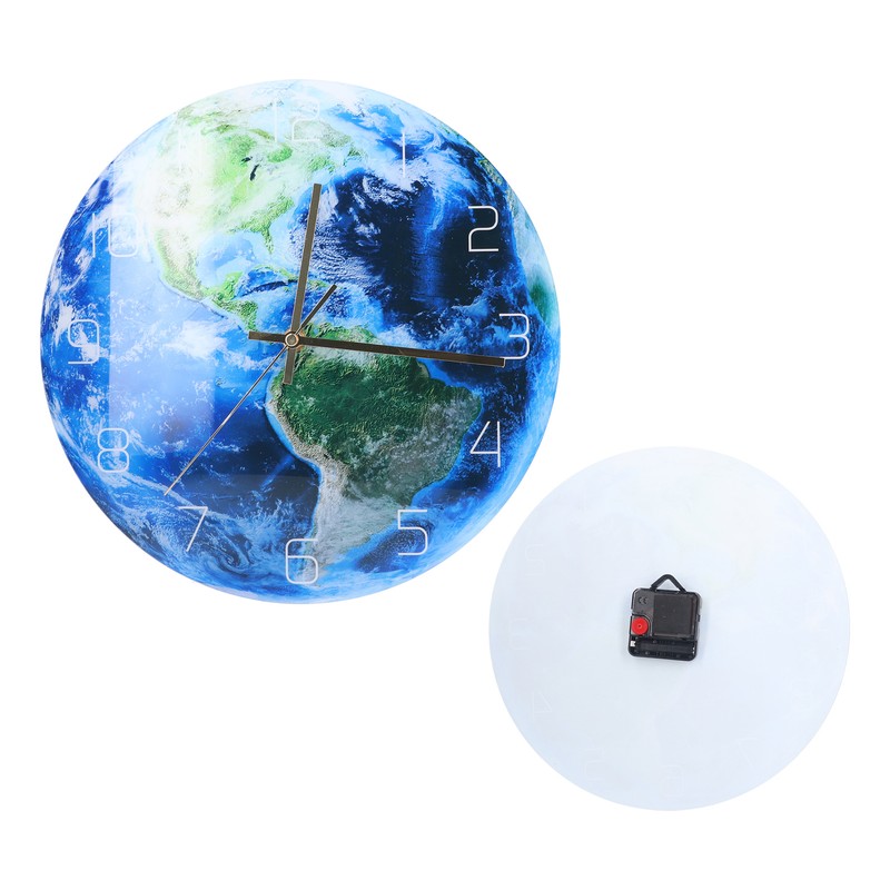 Earth Wall Clock Acrylic Silent Movement Accurate Cutting Stable Non