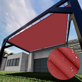Goleray 7'x9' Waterproof Shade Cloth with Grommets, Rectangle Sun Shade Sail for Pergola Cover Replacement Patio Canopy Outdoor Carport- Customized, Red