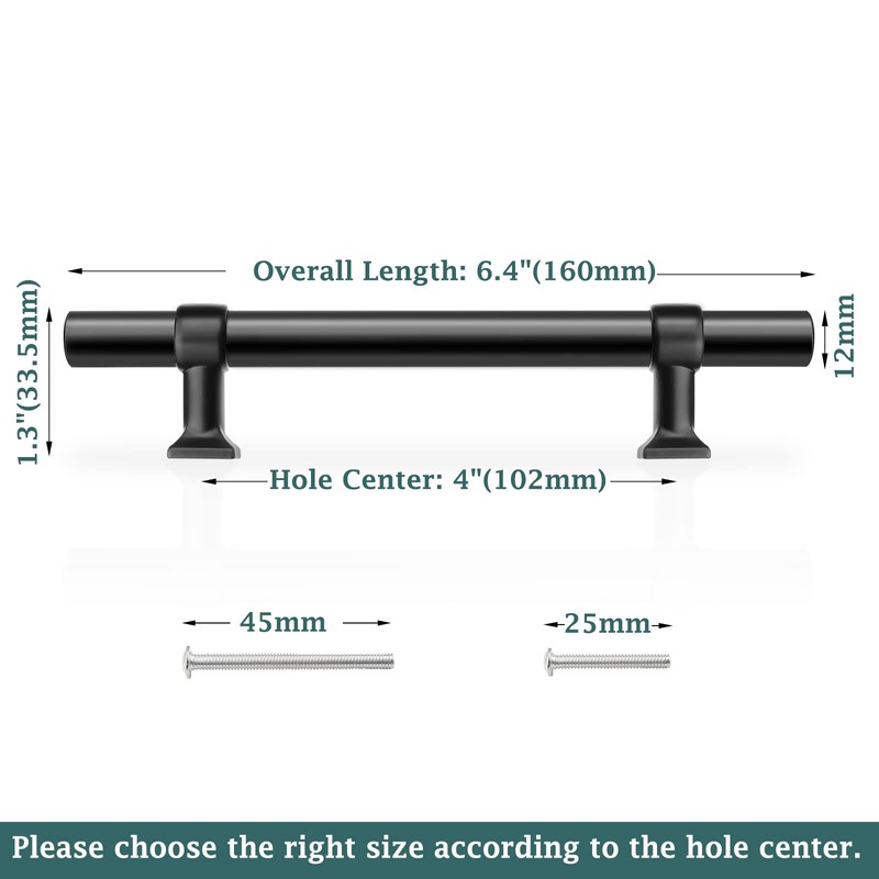 GOBEKOR 1 Pack Cabinet Handle Matte Black Kitchen Cabinet Pull