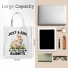 WAITPI Cute Rabbit Bunny Canvas Tote Bag Gifts for Women
