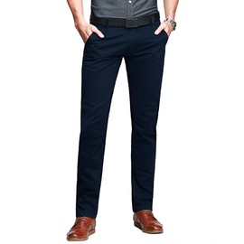 Match Mens Slim Tapered Flat Front Casual Pants (36, Blue)