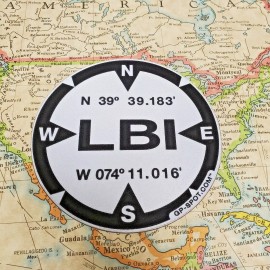 LBI - Long Beach Island, NJ GPS Magnet - Reflective Vinyl GPS Marker Magnet