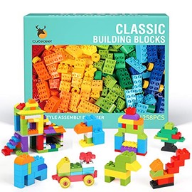Cutedeer Juego de bloques de construcción grandes clásicos de 258 piezas para niños pequeños compatibles con todas las principales marcas, ladrillos d