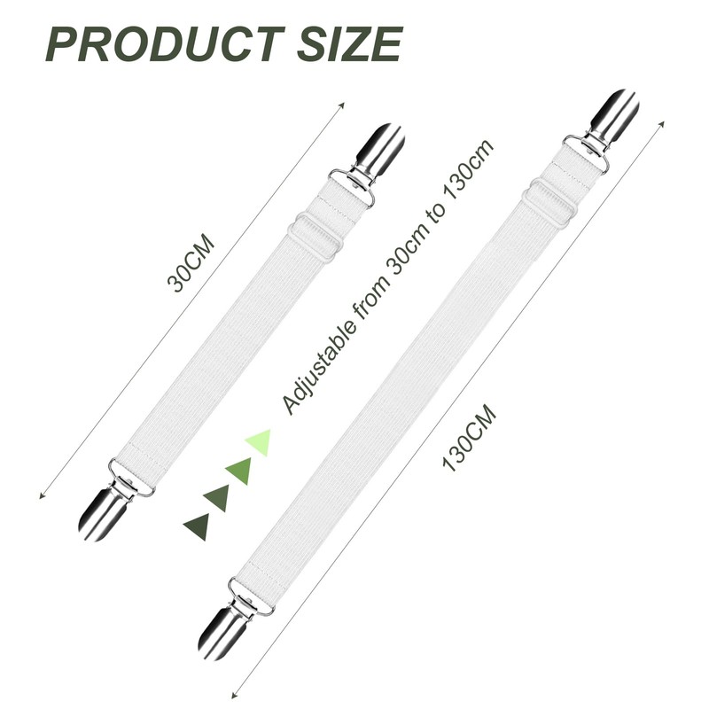 HDXH 4 PCS Bed Sheet Clips,Adjustable Bed Sheet Straps,Adjustable Bed