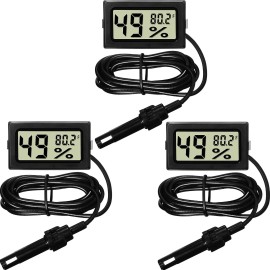 Weewooday Mini Digital Temperature Humidity Meters Gauge with Probe Gauge LCD Fahrenhei...