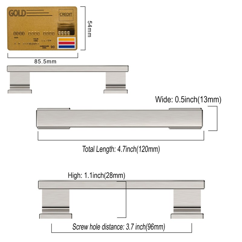 Coinkoly 10 Pack 3-3/4''(96mm) Cabinet Handle Brushed Nickel Kitchen Cabinet