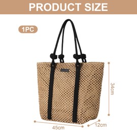 FloralGrace Straw Bags for Women, Crochet Beach Bag, Large Braided Shoulder Bag, Handbag, Summer Handbag, Women, Beach Tote Straw Bag for Summer Holidays