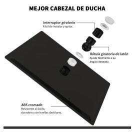 Regadera Cuadrada Tipo Lluvia 20x20 + Tubo 30+chapeton Negro