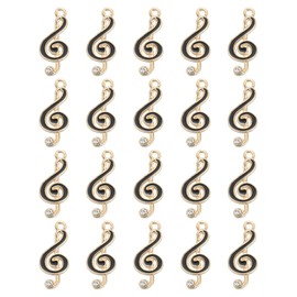 uxcell 20Pcs Enamel Music Charm, 9 x 21mm Musical Note Charm Metal Bulk Alloy Notes Symbols Pendants for Bracelet Earring Necklace Keychain DIY, Black