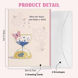 Teyomi 2 Pack Birthday Cards for Women, Romantic Greeting Cards with Envelopes, Gift for Anniversary, Valentines,Mothers Day,Wife,Mom,Grandma, Large 5x7 inch, Blank Inside, UV Printed Butterfly