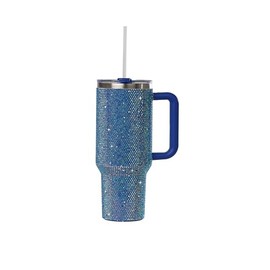 Sip+Sea Grenada 40 oz Stainless Steel Bling Rhinestone Tumbler with Handle, Lid, and Straw | Double Wall Vacuum Insulated
