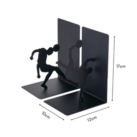 Baroni Home Bookends, Bookends for Shelf, Book Holder for Office, Living Room and Bedroom, Football Player Pattern, Black, 12 x 10 x 17 cm