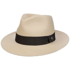 LIERYS Vendello Bogart Panama Hat Women/Men - Hat Made of 100% Panama Straw - UV Protection 50+ - Summer Hat Made in Ecuador - Braiding Grade 3 - Spring/Summer, Natural-anthracite