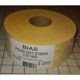 Unbranded Bias Binding Tape 2.75 Inches Polka Dot Polycotton White Golden Yellow 100 YARDS