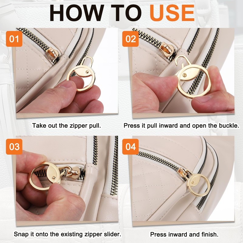 sourcing map Metal Zipper Pull Charm 5 Pcs Detachable Round