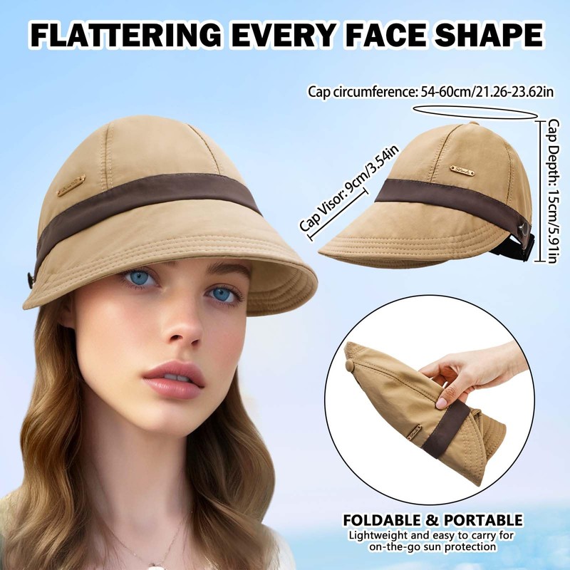 TAGVO Women's Wide Brim Sun Hat, Quick-Dry Waterproof Peaked Cap,