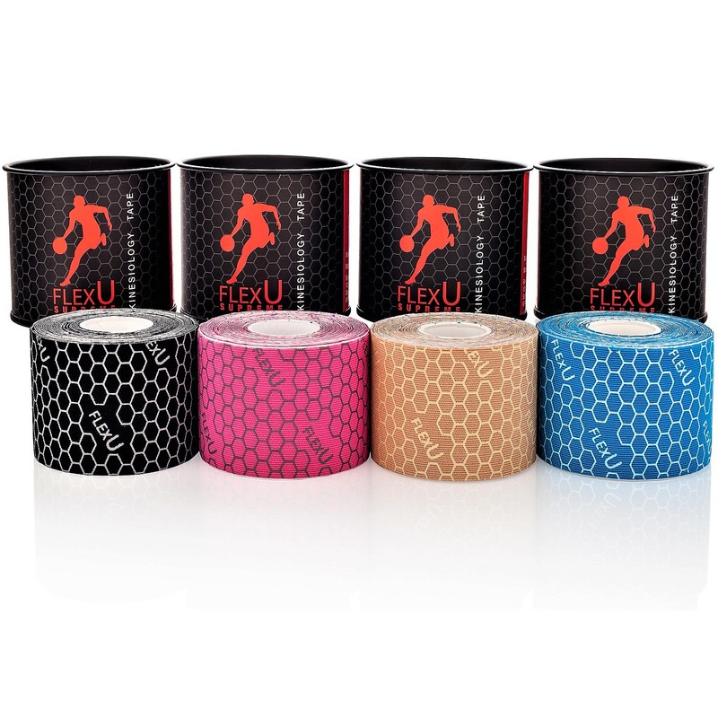 FlexU Kinesiology Tape 1 Roll Pack (20 Pre-cut, Width: 5