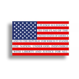 Real Sticky Pledge Allegiance USA American Flag Sticker Car Cup Vehicle Window Bumper Decal