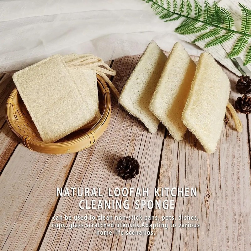 2 PCS Loofah Natural Shower, Kitchen Eco-Friendly, Cleaning Exfoliating Body