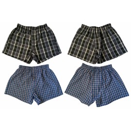 ToBeInStyle Boys' Pack of 3 Assorted Cotton-Blend Tartan Patterned Boxer Shorts - Large