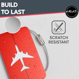 5-Pack Aluminium Luggage Tags with Steel Loop & Waterproof Name ID Card – Durable Suitcase Labels for Travel Bags, Checked Luggage, Backpacks & Laptop Cases (7.5 x 4.5 cm, 5 Colours)