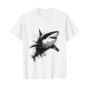 Shark Animal Print Zoo Abstract Art Drawing Shark T-Shirt, White