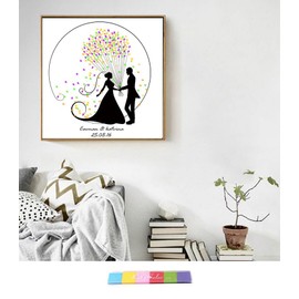 Wedding Tree, Wedding Fingerprint Tree, Thumbprint, Signature, Art, Stamp Stand, Colorful, Set of 6 Colors, Fingerprint Art, Groom, Bride, DIY, Wedding, Guest Book, Welcome Board, Public Certificate,