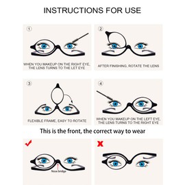 OCCI CHIARI Makeup Reading Glasses 2.0 Flip Down Folding Cosmetic Readers for Women 1.0 1.5 2.0 2.5 3.0 3.5 4.0 5.0 6.0