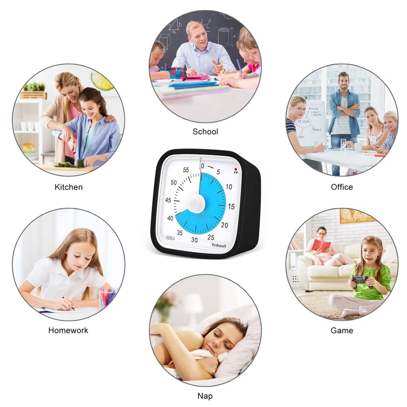 Yunbaoit Upgraded Black Visual Timer with Protective Case, Silent 60
