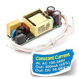 Chanzon LED Driver 300mA (Constant Current Output) 36V-66V (Input 100-240V AC-DC) (12-20) x1W 12W 15W 18W 20W Power Supply 300 mA Lighting Transformer Drivers for High Power COB Chips (PCB Board)