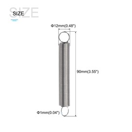 METALLIXITY Extension Spring (1x12x90mm/0.04"x0.48"x3.55") 5Pcs, 304 Stainless Steel Tension Spring Wire - for Home Repair Construction Machinery
