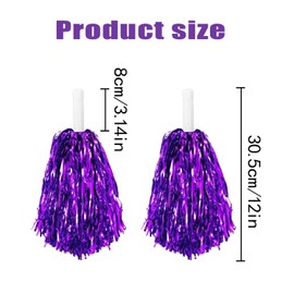 LxcshLjx 12 Pcs Cheerleading Pom Poms, Plastic Metallic Foil Cheer Pom Poms with Plastic Handles, Spirited Hand Flowers Cheerleading Equipment, Cheerleader Pompoms for Dance Matches Stage Performance