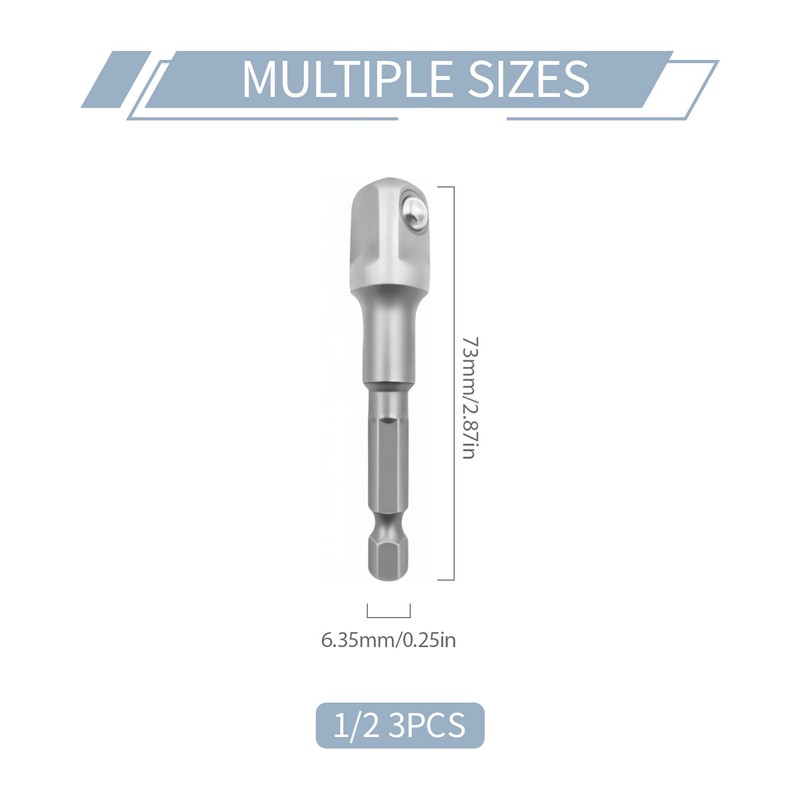 3PCS 50mm Socket Spanner Insert Square Converter Adapter for Impact