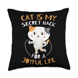 Pet Companion Friendly Kitty Happy Cat Life Hack Throw Pillow