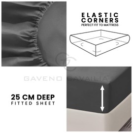 Fitted Bed Sheets King Size (150x200 cm) - Breathable Fitted Sheet 25cm(10") Deep - Elasticated Corners Bottom Sheet - Charcoal