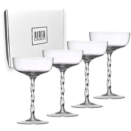 Ninth Calico Crystal Cocktail Coupe Glasses, Set of 4, Elegant Stemware for Parties and Special Occasions