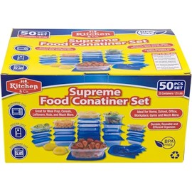 50 Piece Clear Food Container Set w/Lids Microwave Freezer Dishwasher Safe BPA Free