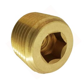 FloFlex Brass Fitting, 10 Pcs Pipe Plug, 1/2" Male NPT Hose Adapters for Air, Fuel, Oil, Water Pipe Connection