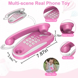 Kids' Play Phone with Real Ring Sounds, Pretend Play Telephone, 23 ft Ultra-Long Phone Line for Chatting and Learning, Toddler Communication Skill Toys, Gift