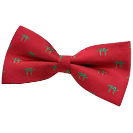 Retreez Men Woven Pre-tied Bow Tie Christmas Gift Graphics 13 cm - red