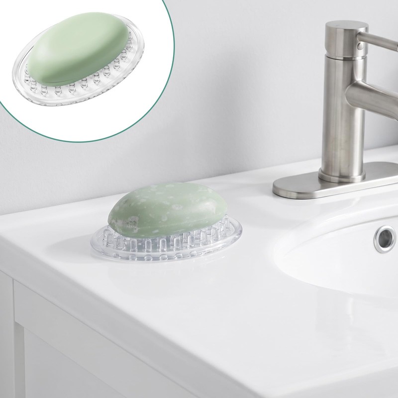 2 Pcs Silicone Soap Holder, Clear Silicone Soap Dish for